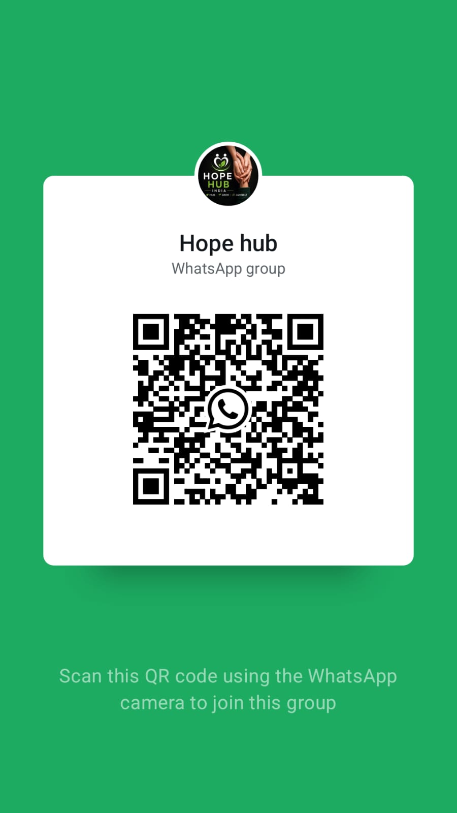 Scan to join the Hope Hub WhatsApp updates group